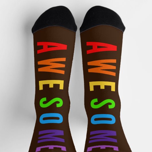 PHANTASTISCH POSTIVE FAPPING TEXT RAINBOW BROWN SOCKEN (Oben)