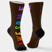 PHANTASTISCH POSTIVE FAPPING TEXT RAINBOW BROWN SOCKEN (Gewinkelt)