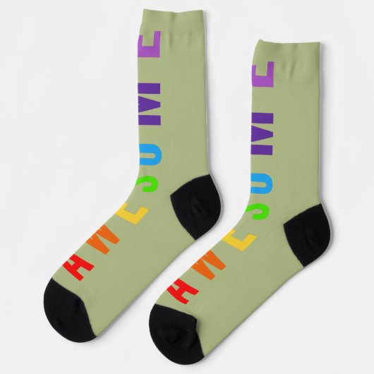 PHANTASTISCH POSTIVE FAPPING TEXT RAINBOW GREEN SOCKEN (Linkes Detail)