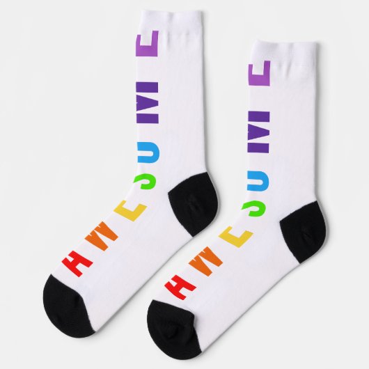 PHANTASTISCH POSTIVE FAPPING TEXT RAINBOW WHITE UP SOCKEN (Linkes Detail)