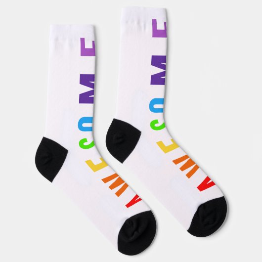PHANTASTISCH POSTIVE FAPPING TEXT RAINBOW WHITE UP SOCKEN (Rechts)