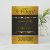 Phantastisch prächtiger Gold-Glitzer und Schwarz Einladung (Stehend Vorderseite)