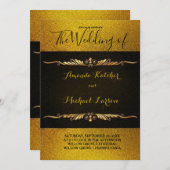 Phantastisch prächtiger Gold-Glitzer und Schwarz Einladung (Vorne/Hinten)