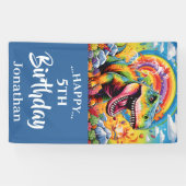 Phantastisch Rainbow Dinosaur Geburtstag Banner (Horizontal)
