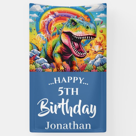 Phantastisch Rainbow Dinosaur Geburtstag Banner (Vertikal)
