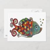Phantastisch Rainbow Whimsical Fish Künstlerisch H Postkarte (Vorne/Hinten)