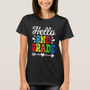 Phantastisch Retro Hello 2nd Grade Lehrer Student  T-Shirt