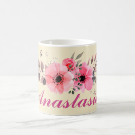 Phantastisch rosa Blume mit Ihrem Namen Kaffeetasse