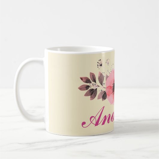 Phantastisch rosa Blume mit Ihrem Namen Kaffeetasse (Links)