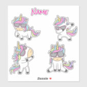 Phantastisch rosa Niedliche Einhörner Aufkleber (Blatt)