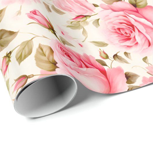 Phantastisch rosa Romantische Rose Geschenkpapier (Rolleneckpunkt)