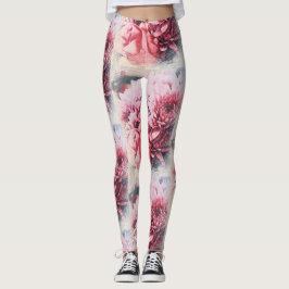 Phantastisch Rosa Rose Chrysanthemum Blume Legging Leggings