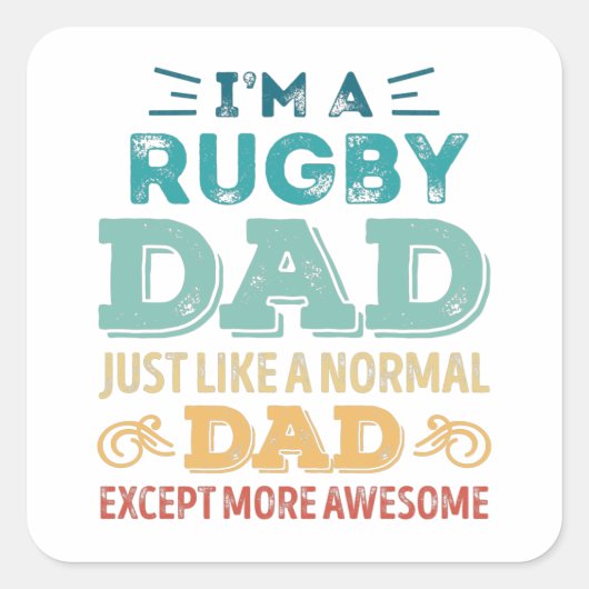Phantastisch Rugby Vater Fathers Day Funny Gift Quadratischer Aufkleber (Vorderseite)
