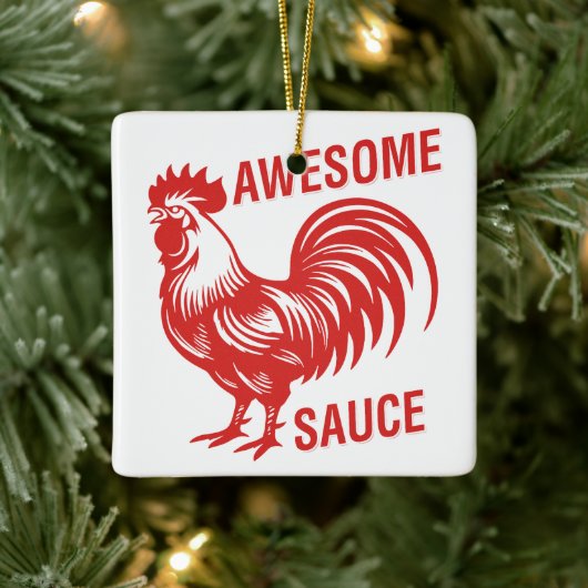 Phantastisch Sauce Rooster Funny Keramikornament (Baum)