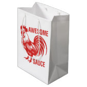 Phantastisch Sauce Rooster Funny Mittlere Geschenktüte (Rückseite Schrägansicht)