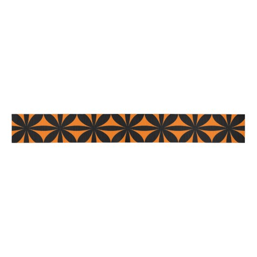 Phantastisch Schwarz/Orange Moderne / Retro-Print Ripsband (Vorderseite)