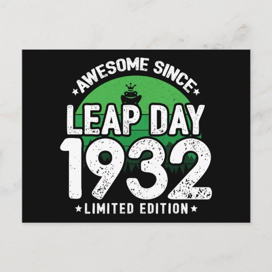 Phantastisch seit 1932 Leap Year Day Feb 29 Geburt Postkarte (Vorderseite)