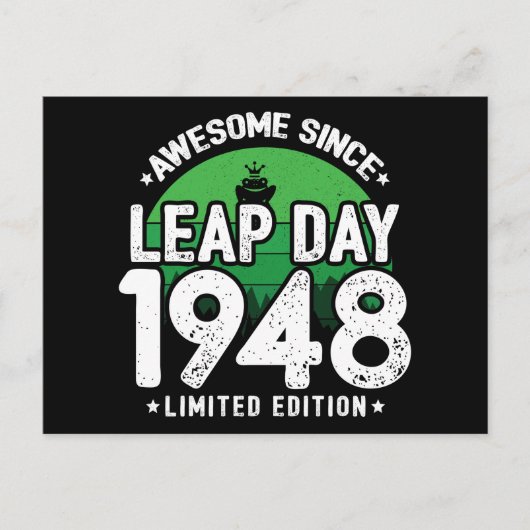 Phantastisch seit 1948 Leap Year Day Feb 29 Birthd Postkarte (Vorderseite)