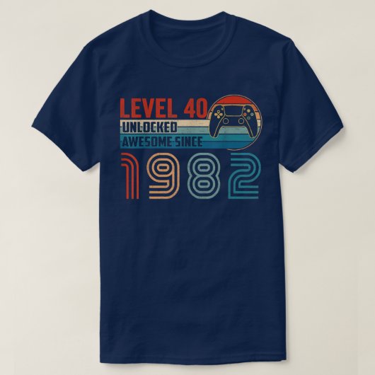 Phantastisch seit 1982 Level 40 Unlocks Videospiel T-Shirt (Design vorne)