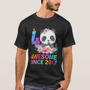 Phantastisch Seit 2017 Niedlich Panda 4 Jahre alt T-Shirt