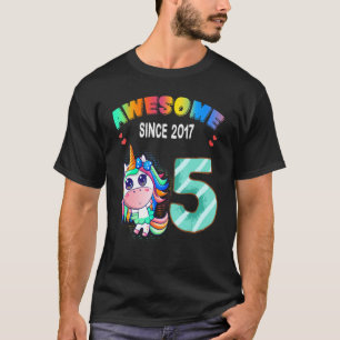 Phantastisch Seit 2017 Niedlich Unicorn 5. Geburts T-Shirt