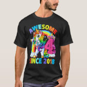 Phantastisch Seit 2018 Dabbing Unicorn 4. Geburtst T-Shirt (Vorderseite)