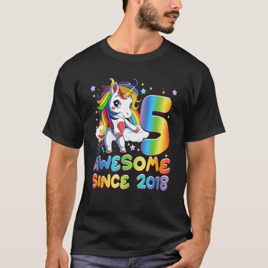 Phantastisch seit 2018 Flossing Unicorn 5. Geburts T-Shirt (Vorderseite)
