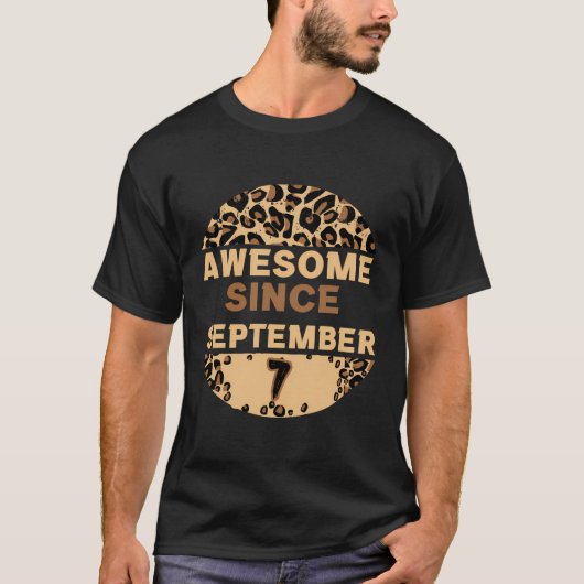 Phantastisch seit 7. September 7. Cool Leopard Pri T-Shirt (Vorderseite)