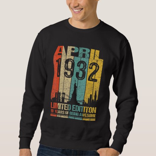 Phantastisch seit April 1932 90. Geburtstag Vintag Sweatshirt (Vorderseite)