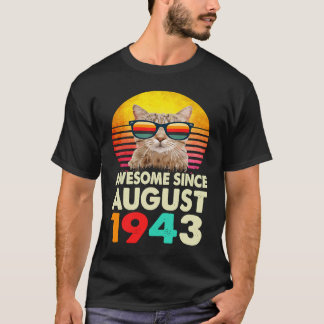 Phantastisch seit August 1943 80. Geburtstagskatze T-Shirt