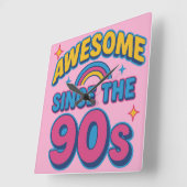 Phantastisch seit den 90er Jahren - farbenfroher R Quadratische Wanduhr (Winkel)