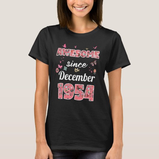 Phantastisch seit Dezember 1954 Blume 1954 Dezembe T-Shirt (Vorderseite)
