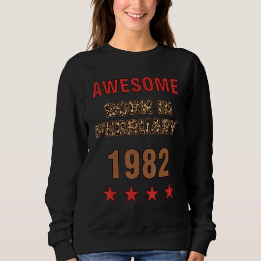 Phantastisch seit Februar 1982 Leopard Print Febru Sweatshirt (Vorderseite)