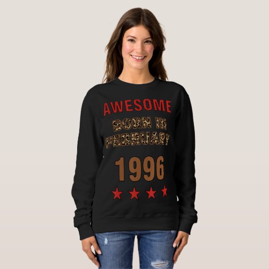 Phantastisch seit Februar 1996 Leopard Print Febru Sweatshirt (Vorne ganz)