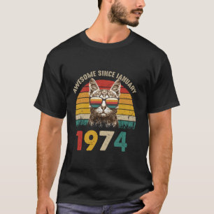 Phantastisch Seit Januar 1974 Vintage Katze 50. Ge T-Shirt