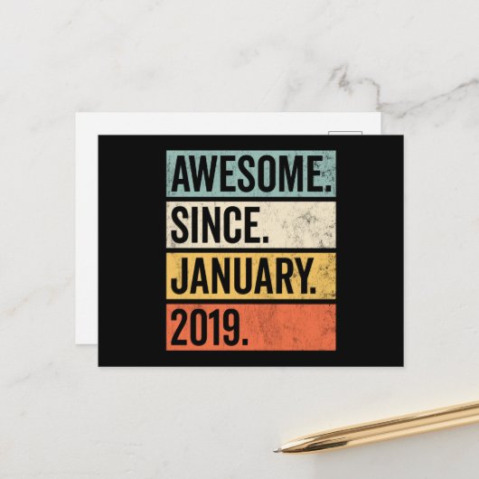 Phantastisch seit Januar 2019 Geburtstag Postkarte (Vorderseite/Rückseite Beispiel)