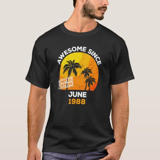 Phantastisch seit Juni 1988 Retro Men & Women Gebu T-Shirt (Vorderseite)