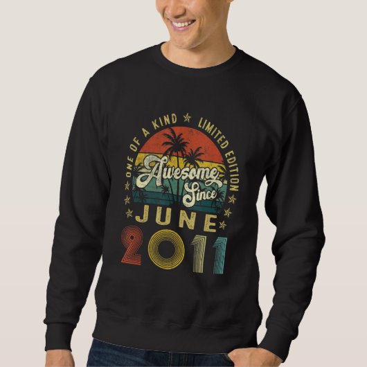 Phantastisch seit Juni 2011 Vintag 11. Geburtstag Sweatshirt (Vorderseite)