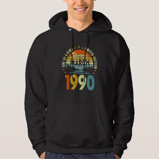 Phantastisch Seit März 1990 Vintag 32. Geburtstag Hoodie (Vorderseite)