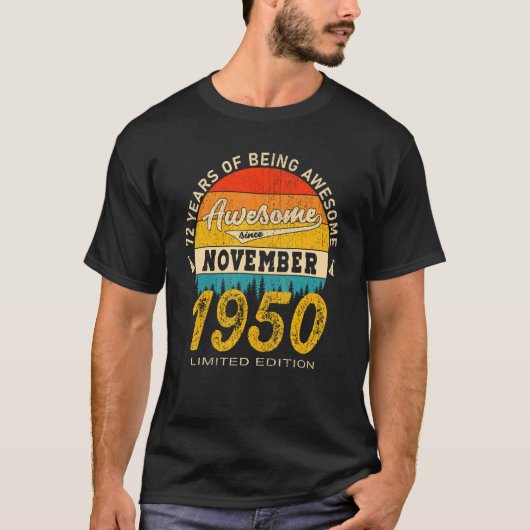 Phantastisch seit November 1950 72 Jahre alt 72. G T-Shirt (Vorderseite)