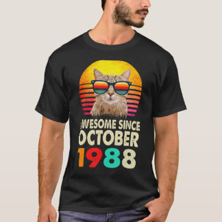 Phantastisch Seit Oktober 1988 34. Geburtstagskatz T-Shirt