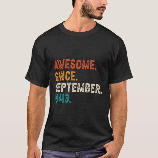 Phantastisch seit September 1943 80. 80 Jahre T-Shirt (Vorderseite)