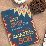 Phantastisch Son Birthday Modern Inspirivity Card Karte<br><div class="desc">Eine lustige,  moderne Karte,  um Ihren Phantastischen Sohn zu schicken!! Die hellen Farben und das unterhaltsame trendige Kunstwerk werden ihn in den Geburtstagsgeist bringen. Um mehr von meinen alltäglichen inspirierenden Kunstwerken zu sehen,  Karo Inspirivity auf Facebook oder Instagram heraus.</div>