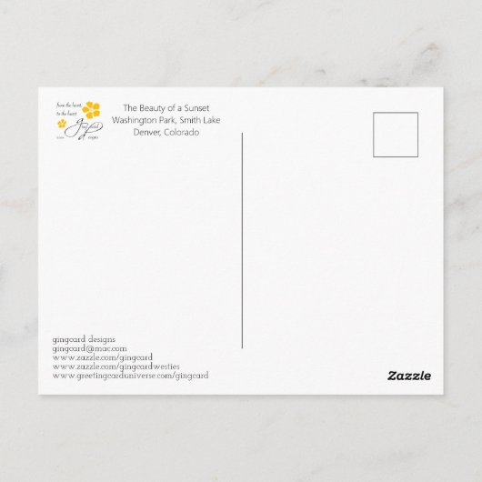 Phantastisch Sunset, Washington Park Lake, Denver Postkarte (Rückseite)
