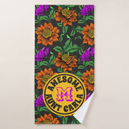 Phantastisch Tante Dein Name Floral Monogramm Bota Badehandtuch (Badehandtuch)