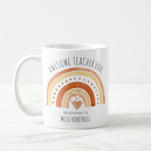 Phantastisch Teacher Fuel Doodle Rainbow Personali Kaffeetasse (Links)