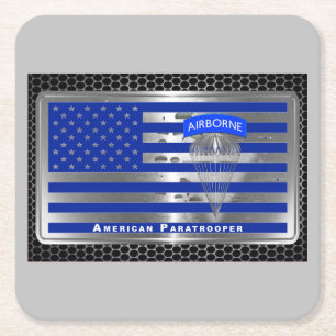 Phantastisch Tribute American Paratrooper Flag Rechteckiger Pappuntersetzer