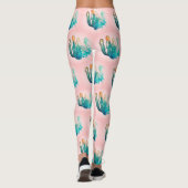Phantastisch Türkis Pink Cactus Muster Leggings (Rückseite)