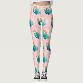 Phantastisch Türkis Pink Cactus Muster Leggings
