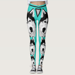 Phantastisch Türkis Sibirischer Husky Hund Legging Leggings